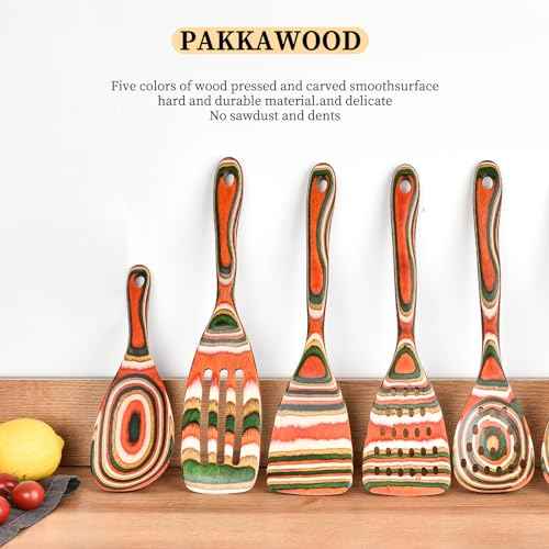 Pakkawood 7 Piece Red Wooden Cooking Utensils (7 Count)
