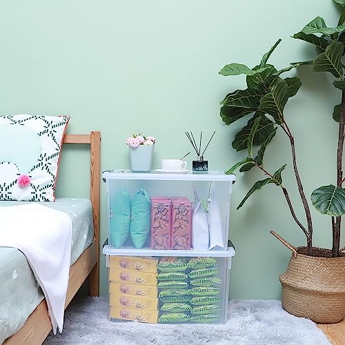 Citylife 58.1 QT Plastic Storage Bins with Latching Lids Stackable Storage Containers for Organizing Large Clear Storage Box for Garage (8 Count)