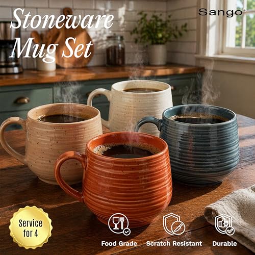 17.5 oz Stoneware Coffee Mugs Set of 4 (4 Count)