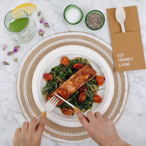 150pcs 100% Compostable 9in Paper Plates (150 Count)