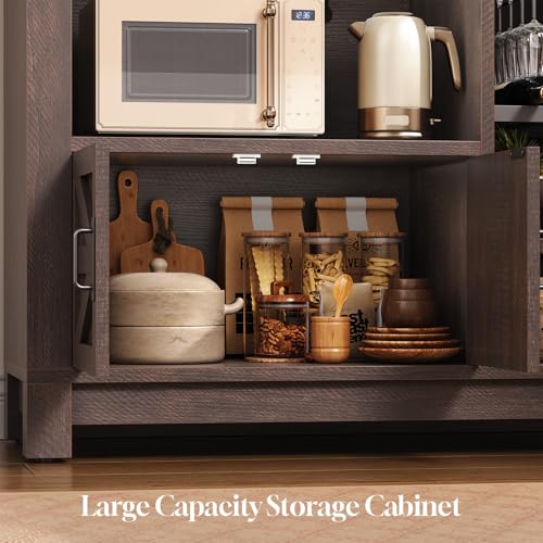 73" Tall Arched Bakers Rack with Power Outlet and LED Light