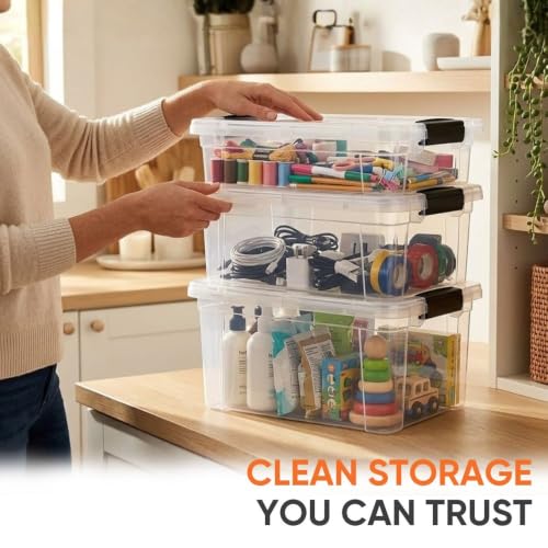 6.6 Quart Clear Plastic Storage Boxes with Lids (6 Count)