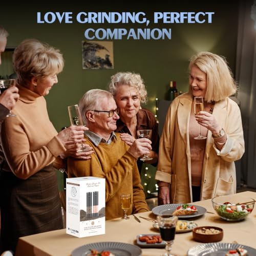 Electric Salt and Pepper Grinder Set Automatic Battery Pepper Mill Shakers Adjustable Coarseness Upgraded Larger Capacity with Led Home and Kitchen Appliances (2 Count)