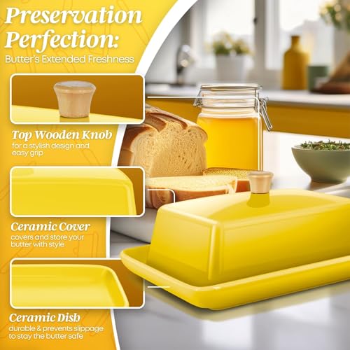 Large Ceramic Butter Dish with Lid for Countertop