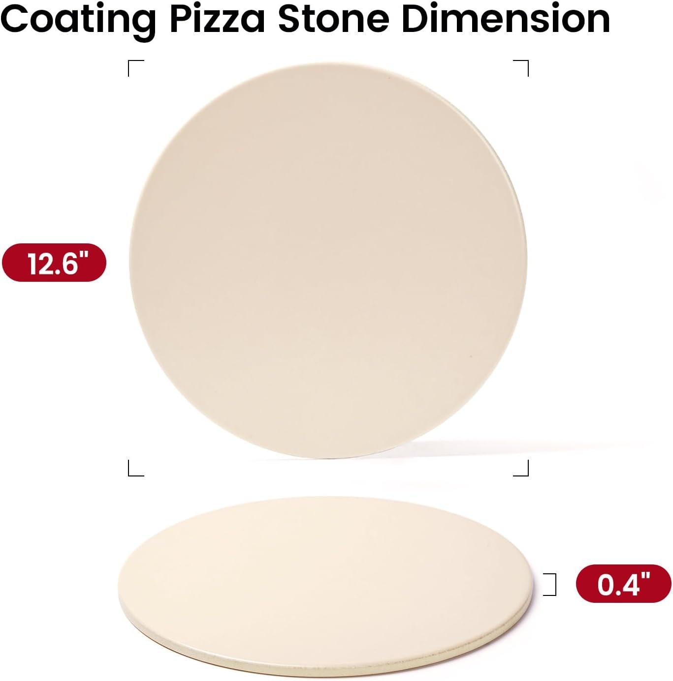 12.6" x 0.4" Coating Pizza Stone, Cordierite & Ceramic Round Pizza Stones for Oven Grill BBQ, Food Grade Baking Stone for Pizza and Bread, Outdoor Pizza Accessories for Grilling - Culinary Roots