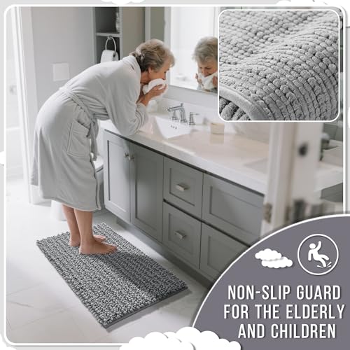 Long Bathroom Rugs Non Slip Washable 44x24 Inch