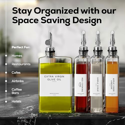 Glass Olive Oil Dispenser Bottle for Kitchen by Brighter Barns (2 Count)