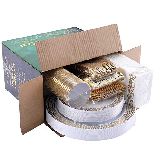 175 Pieces Gold Dinnerware Set for 25 Guests