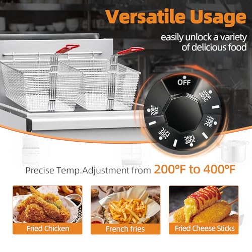 Commercial Gas Floor Fryer with 2 Baskets