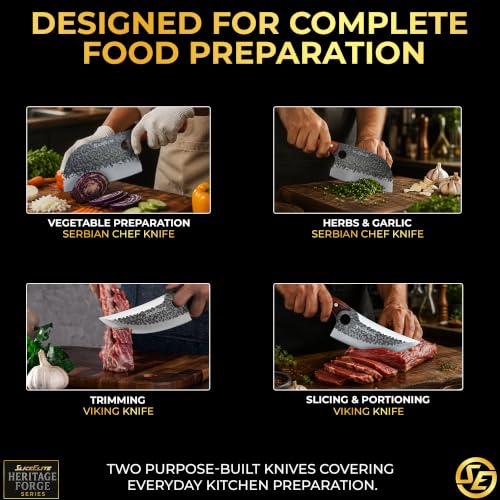 2 Piece Butcher Knife Set Serbian Chef & Viking Knives Kitchen Knife Set (2 Count)