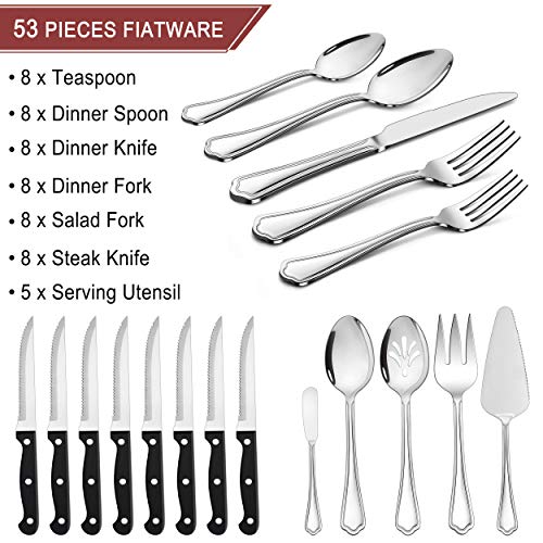 53 Piece Silverware Flatware Set for 8