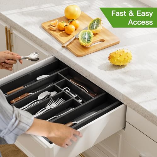 Bamboo Expandable Silverware Drawer Organizer