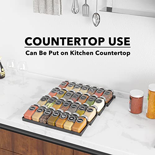 Spice Drawer Organizer with 28 Spice Jars