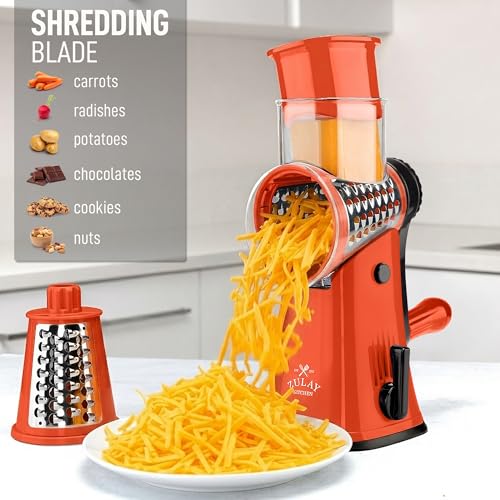 Rotary Cheese Grater Manual Hand Crank 5 Blade Shredder