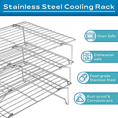 3 Tier 15x10IN Cookie Cooling Rack for Cooking Stackable Collapsible