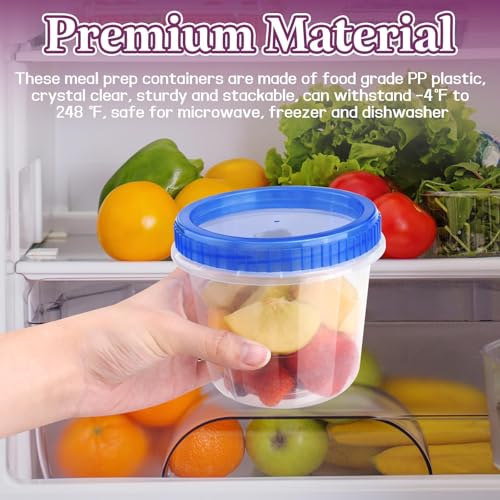 12 Pack Freezer Containers with Screw On Lids 24 Oz (12 Count)