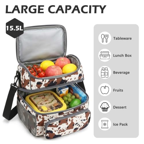 Double Layer Cooler Insulated Lunch Bag Adult Lunch Box Large Tote Bag for Men (2 Count)