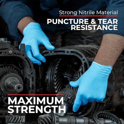 Heavy Duty 6 Mil Blue Nitrile Gloves Disposable Latex & Powder Free (1000 Count)