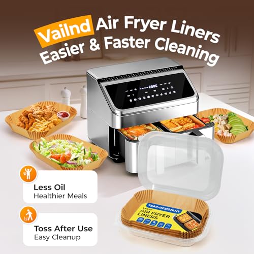 400Pcs 8x5.5 Inch Air Fryer Liners Disposable for Dual Basket Rectangular (400 Count)
