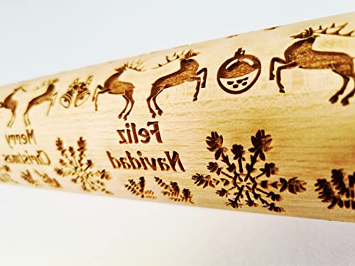 Embossing Rolling Pin for Christmas Cookies