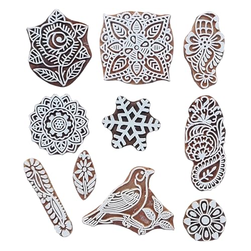 Assorted Wooden Block Printing Stamps (25 Count)