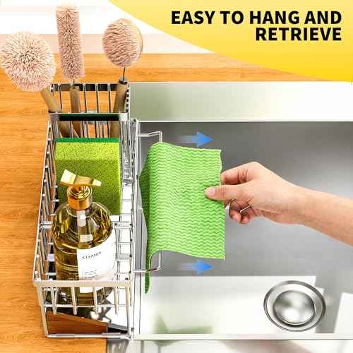 Kitchen Sink Caddy Organzier with High Brush Holder