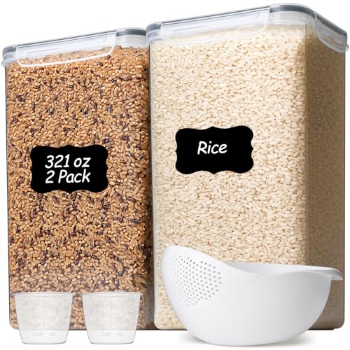 Airtight Rice Storage Container with Lid 10Qt 2Pack (2 Count)