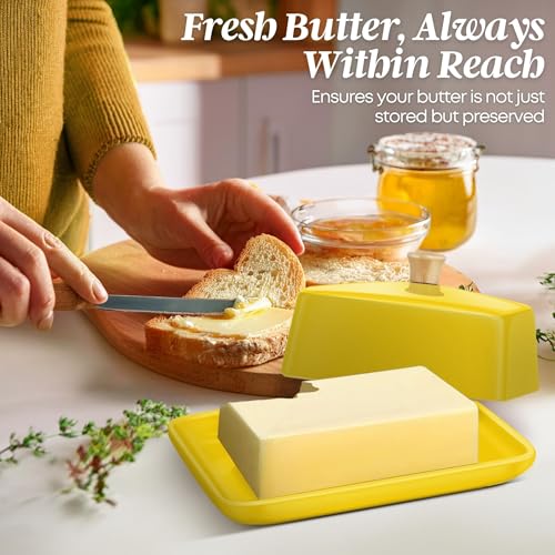 Large Ceramic Butter Dish with Lid for Countertop
