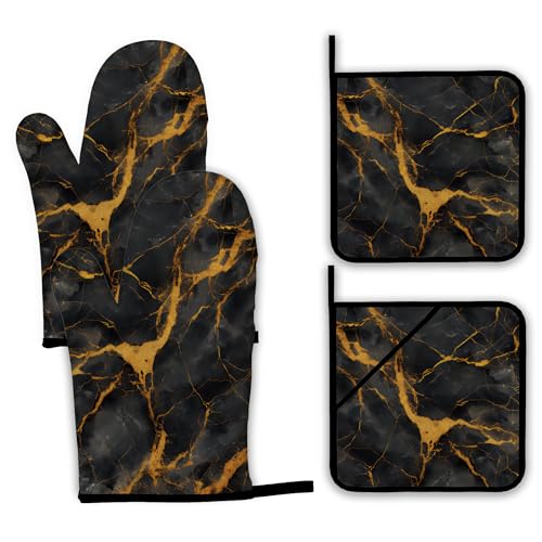 Marble Oven Mitts and Pot Holders Set (4 Count)