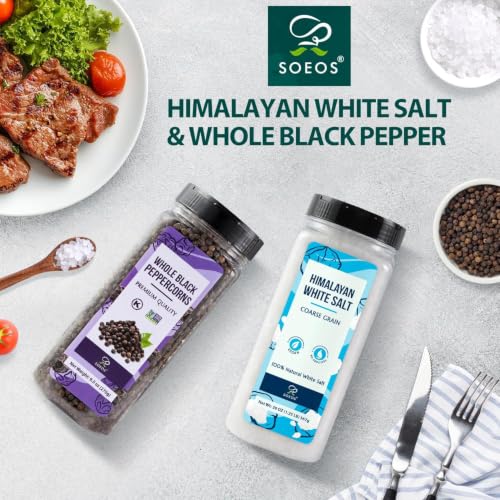 White Salt 20 Oz + Black Peppercorns 9.5 Oz (29.5 Ounce)