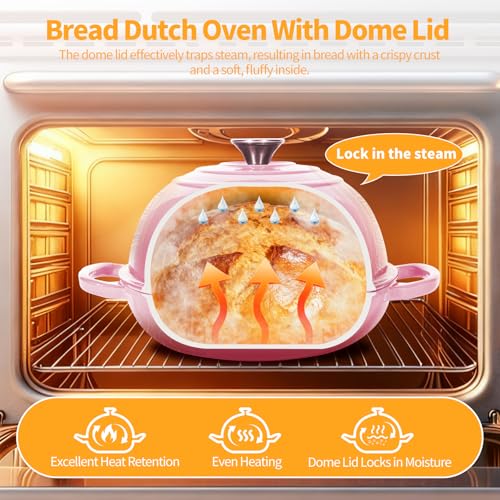 6QT Enameled Cast Iron Pink Dutch Oven For Sourdough Bread Baking