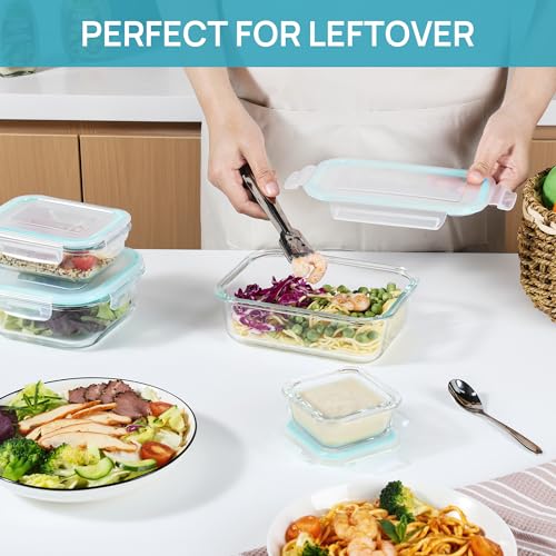8 Pack Glass Food Storage Containers with Airtight Lids (8 Count)