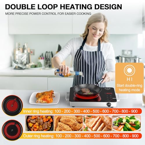 Electric Cooktop Portable Stove Single Burner 1800W Hot Plate Timer