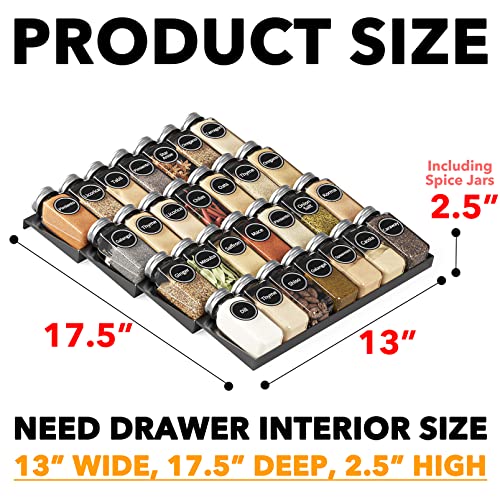 Spice Drawer Organizer with 28 Spice Jars