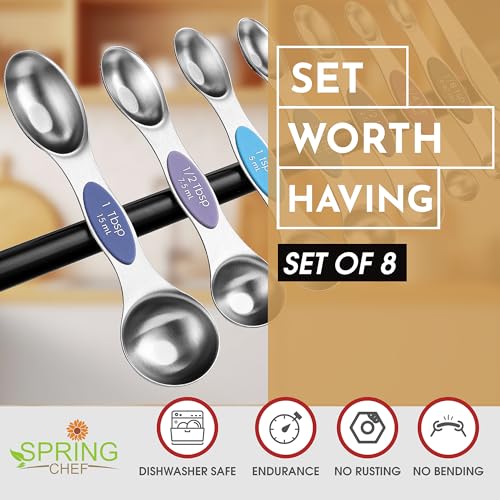 Stainless Steel 8 Magnetic Measuring Spoons Set (8 Count)