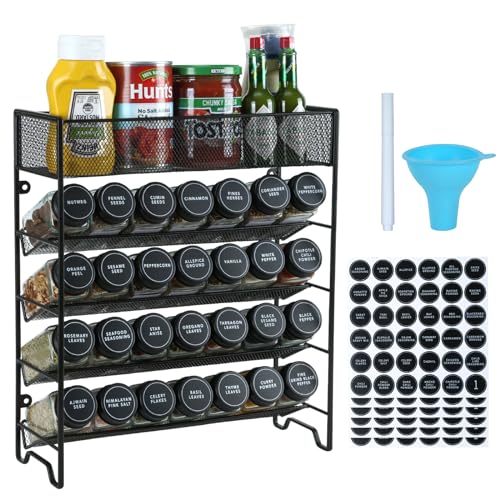 Spice Rack Organizer with 28 Spice Jars