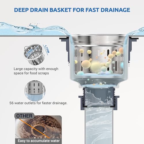Kitchen Sink Drain Assembly with Removable Deep Basket Strainer