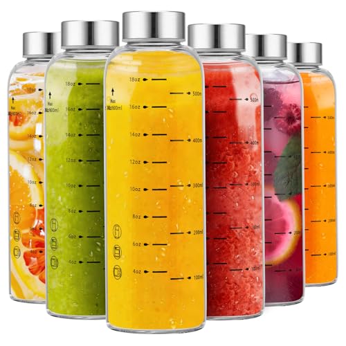 Glass Juice Bottles 6 Pack 20 oz (6 Count)
