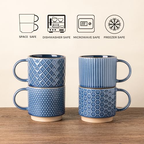 12 OZ Stackable Coffee Mugs Set of 4 (4 Count)