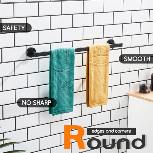 20 Inch Bathroom Towel Bars Bath Towel Racks Kitchen Towel Holder Towel Shelf Wall Mounted SUS304 Stainless Steel Matte Black AN4001MB