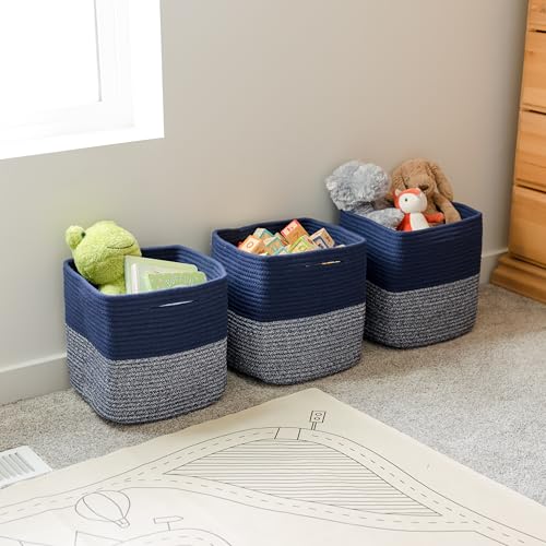 13 Inch Cube Storage Bins Cotton Rope Woven Baskets for Organizing 3 (3 Count)