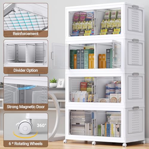 150Gal XL Stackable Storage Bins Foldable Box Cabinet for Home 3Pack White (3 Count)