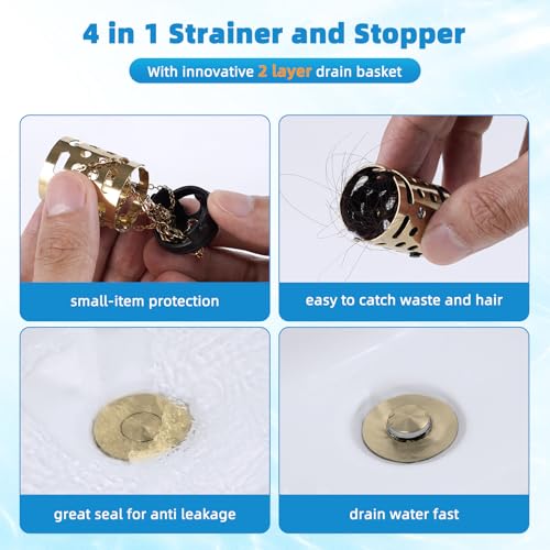 Universal Bathroom Sink Drain Stopper Hair Catcher