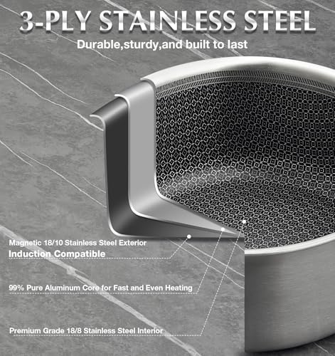 Hybrid Nonstick Stainless Steel Saucepan Set (6 Count)
