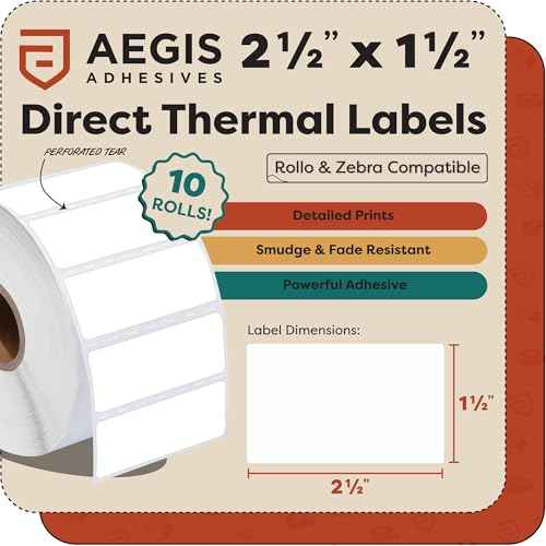 2.5" X 1.5" Direct Thermal Labels (12 Count)