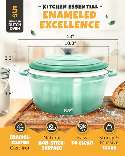 5 QT Cast Iron Bread Oven with Lid for Sourdough Bread Baking Set