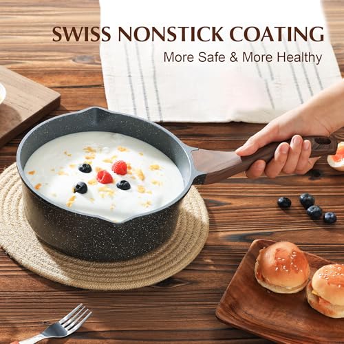 3 Quarts Nonstick Saucepan with Double Pouring Spout