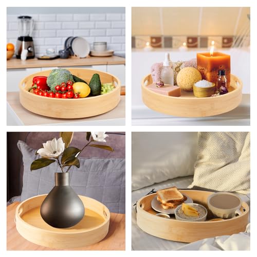 13in Bamboo Lazy Susan Turntable Organizer for Table Top