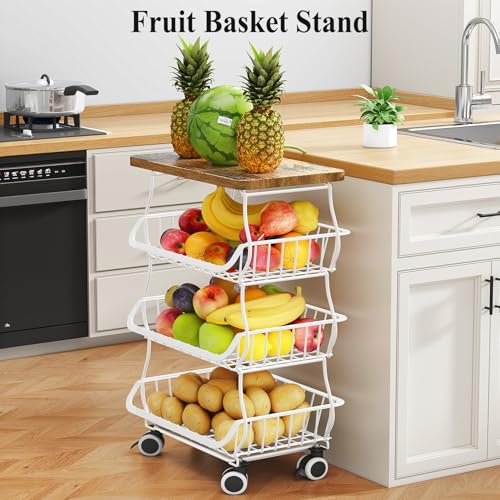 4 Tier Fruit and Vegetable Basket Stand for Kitchen