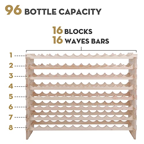96 Bottles Stackable Modular Wine Rack (96 Bottle Count)